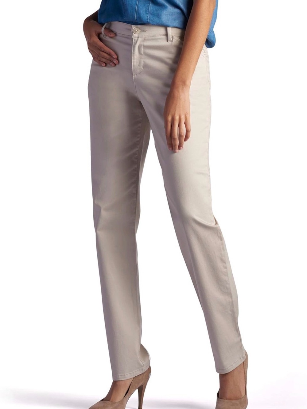 Ladies Lee Straight Leg Pants in Parchment Beige Size 6